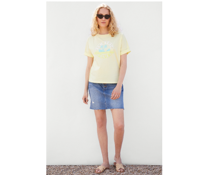 Springfield 138621203 Small Short Sleeve Fancy T-Shirt for Women - Yellow - Zoom Image 1