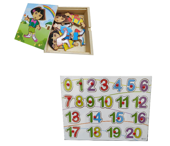 Generic 2107786 Set of 2 Dora the Explorer and Learning Numbers Puzzle for Kids - Zoom Image 1