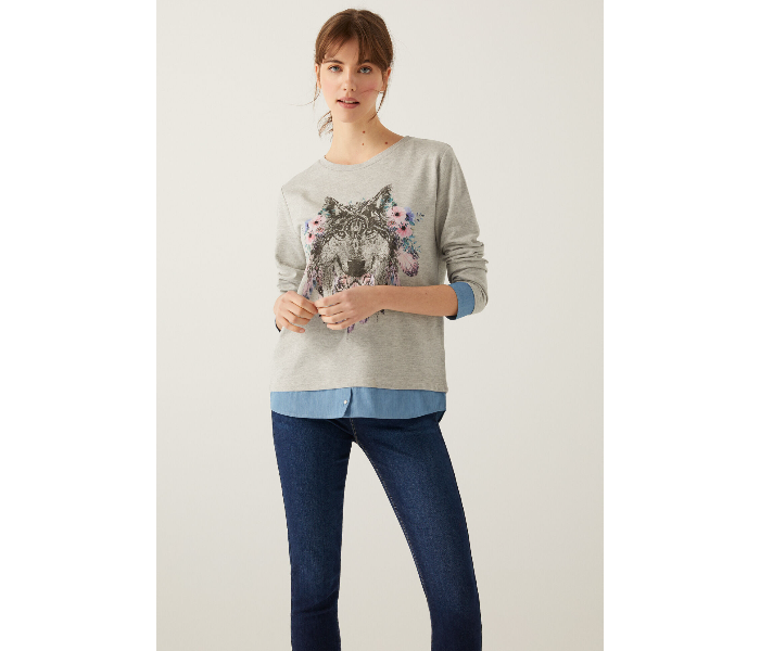 Springfield 108961743 XL Sweat Shirt For Women - Grey - Zoom Image 1