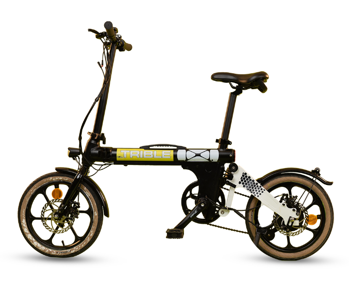 E-Motorad Trible 250W Lightweight Tri-Folding eBike - Black and Yellow - Zoom Image 6