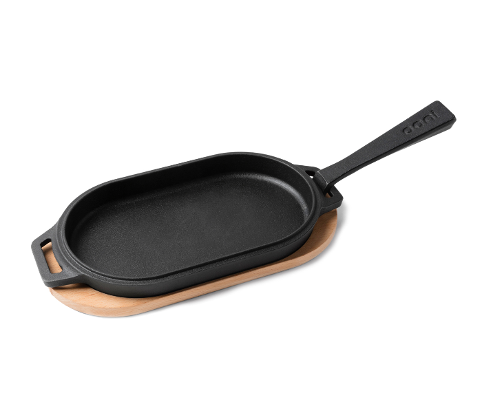 Ooni UU-P08C00 Cast Iron Sizzler Grill Pan with Wooden Base - Black - Zoom Image 1