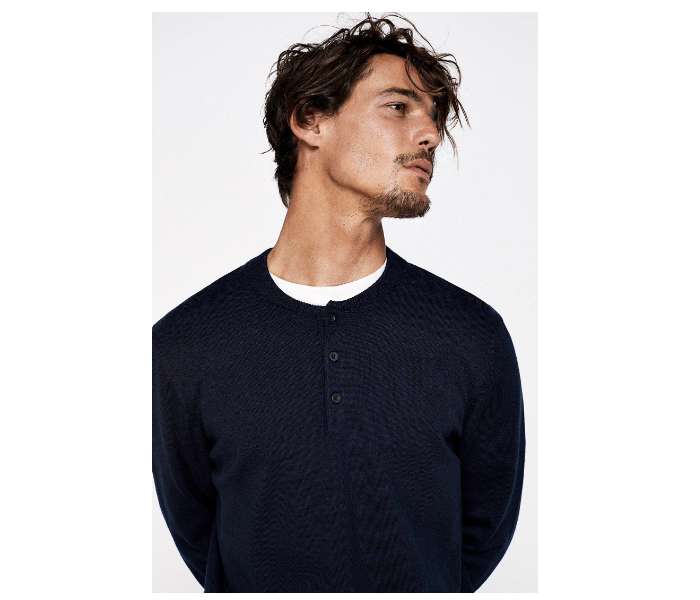 Springfield 141392911 Medium Cotton Knitwear for Men - Dark Blue - Zoom Image 4