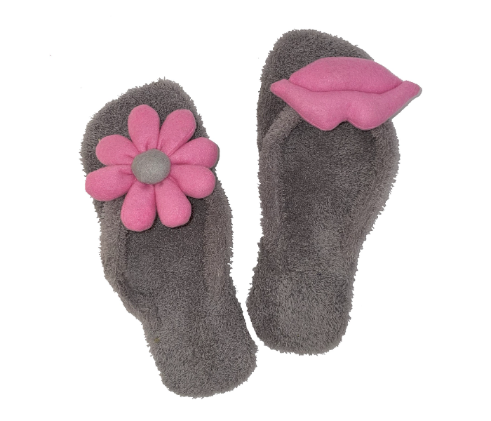 Casual LFV97 US 06 Flower Design Daily Wear Soft Flat Home Slippers for Women - Grey - Zoom Image