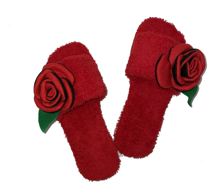 Casual LFO37 US 09 Flower Design Daily Wear Soft Flat Home Slippers for Women - Red - Zoom Image