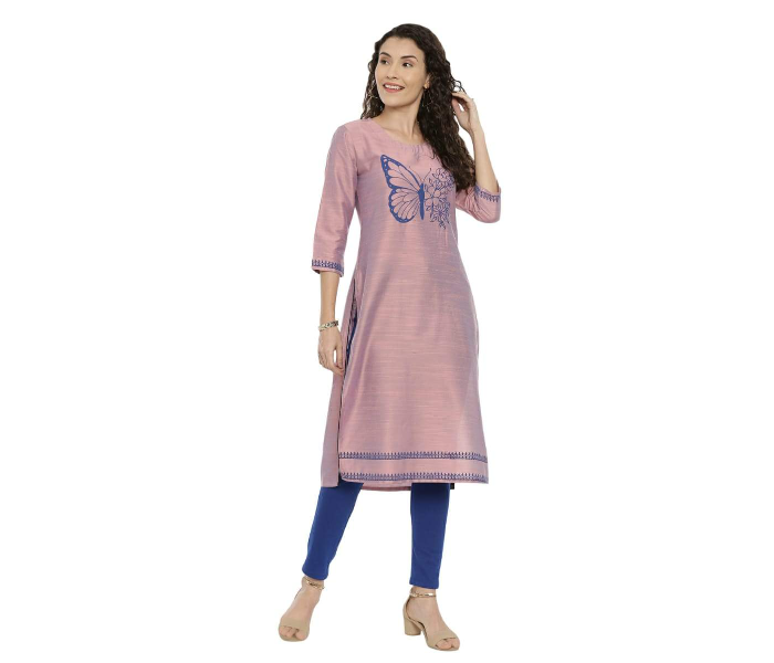 Kaia SK01LK0023PNK002 Medium Cotton Silk Long Kurta for Women - Pink - Zoom Image