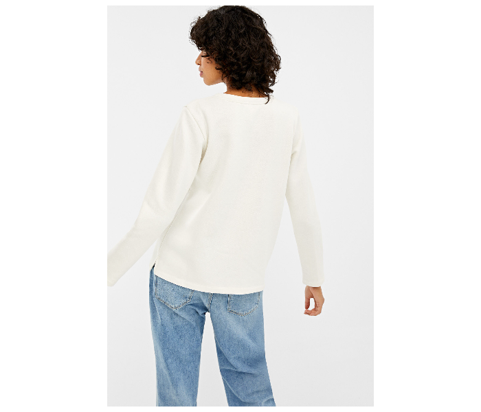 Springfield 108605797 Medium Sweat Shirt for Women - White - Zoom Image 3