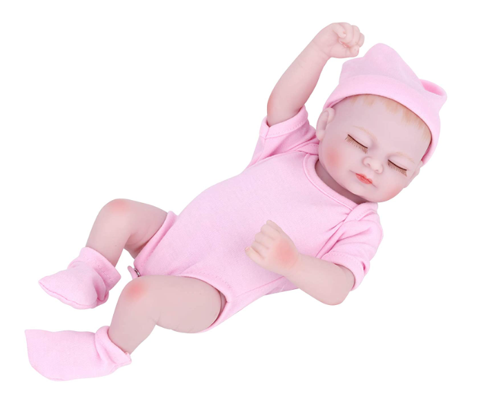 10 Inch Vinyl Reborn Baby Doll with Lovely Pink Outfit - Zoom Image 1