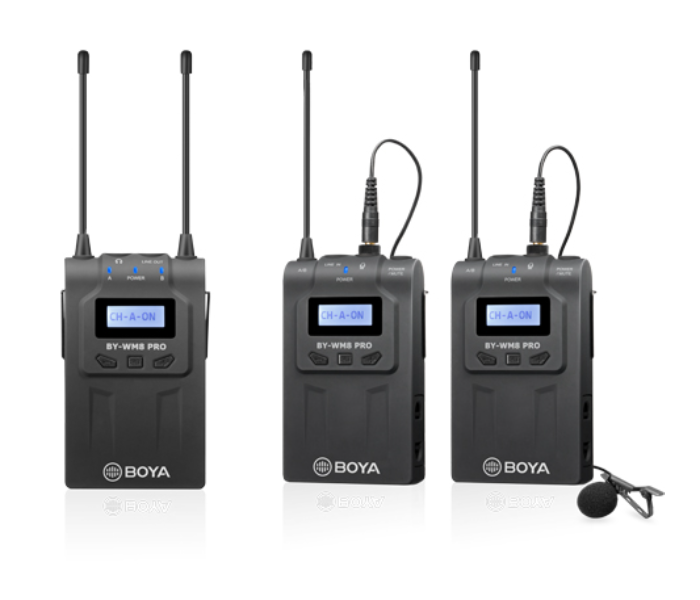 Boya BY-WM8 Pro-K2 UHF Dual Channel Wireless Lavalier Microphone System - Black - Zoom Image 1