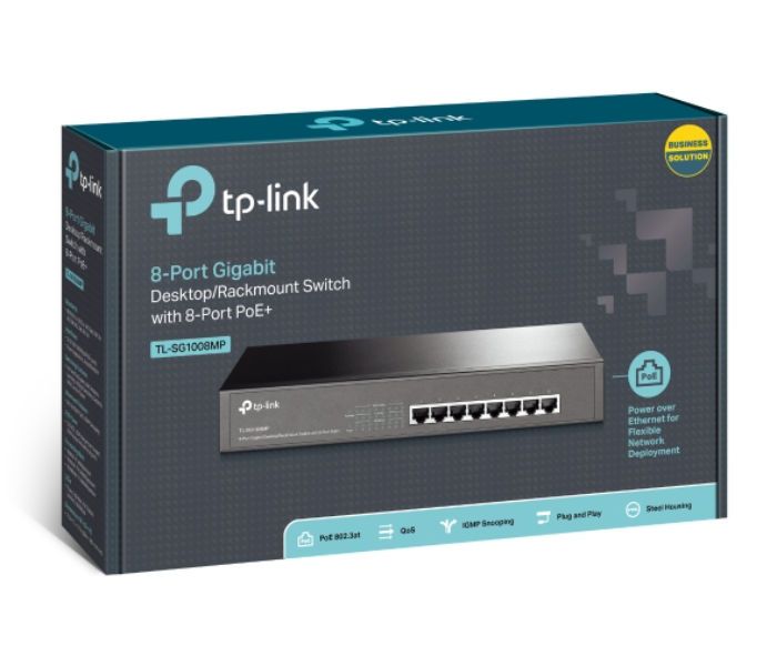 TP-Link 8-Port Gigabit Desktop Rackmount Switch with 8-Port PoE Plus TL-SG1008MP - Black - Zoom Image 4