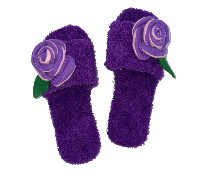 Casual LFO37 US 07 Flower Design Daily Wear Soft Flat Home Slippers for Women - Dark Purple - Zoom Image