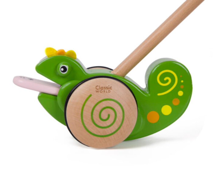 Classic World 10507 Wooden Push Chameleon Toy for Kids - Zoom Image 1