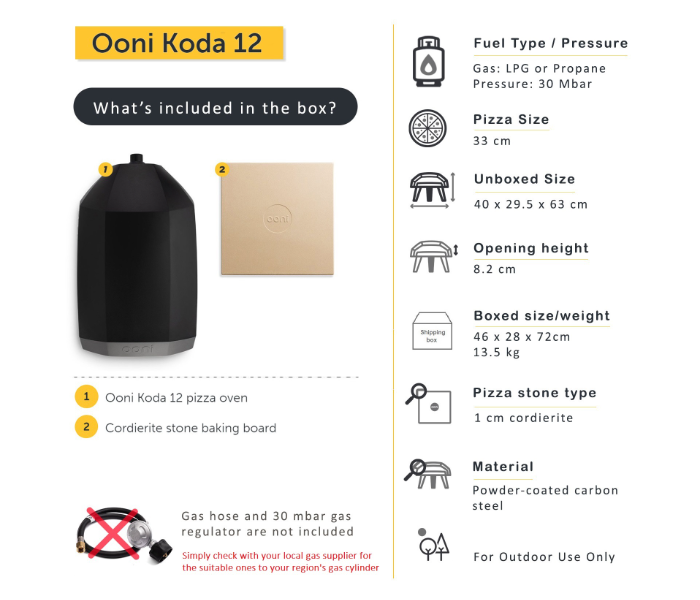 Ooni UU-P07000 Koda 12 inch Gas Powered Outdoor Portable Pizza Oven - Black - Zoom Image 5