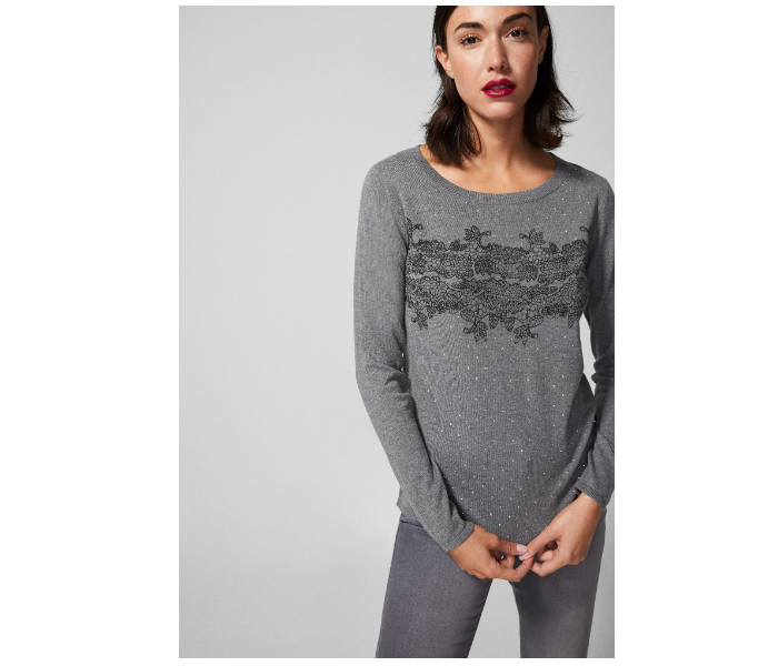 Springfield 133488340 Small Long Sleeve Knitwear for Women - Charcoal Grey - Zoom Image 1