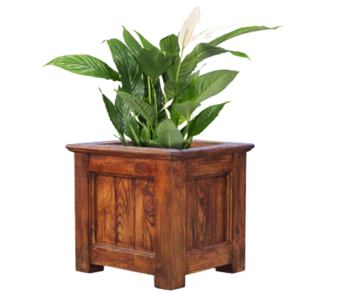 Gulf Decorex Woodpecker Square Wood Textured GRP planter - Brown - Zoom Image 1