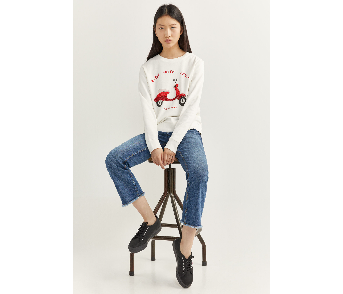 Springfield 108732097 Large Sweat Shirt For Women - White - Zoom Image 1