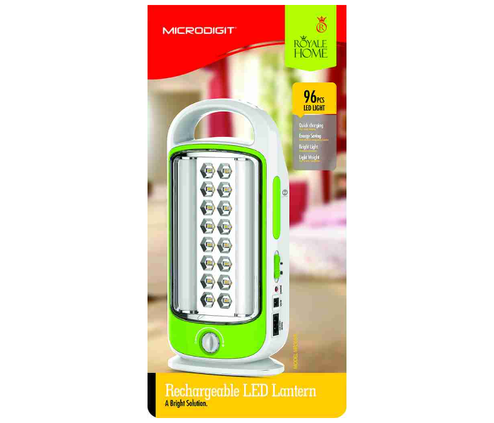 Microdigit MR305RL Rechargeable LED Lantern - White and Green - Zoom Image