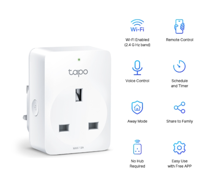 TP-LinkMini Smart Wi-Fi Socket  Tapo P100 - White - Zoom Image 2