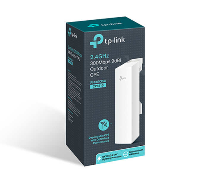 TP-Link 2.4GHz 300Mbps 9dBi Outdoor CPE CPE210 - White - Zoom Image 4