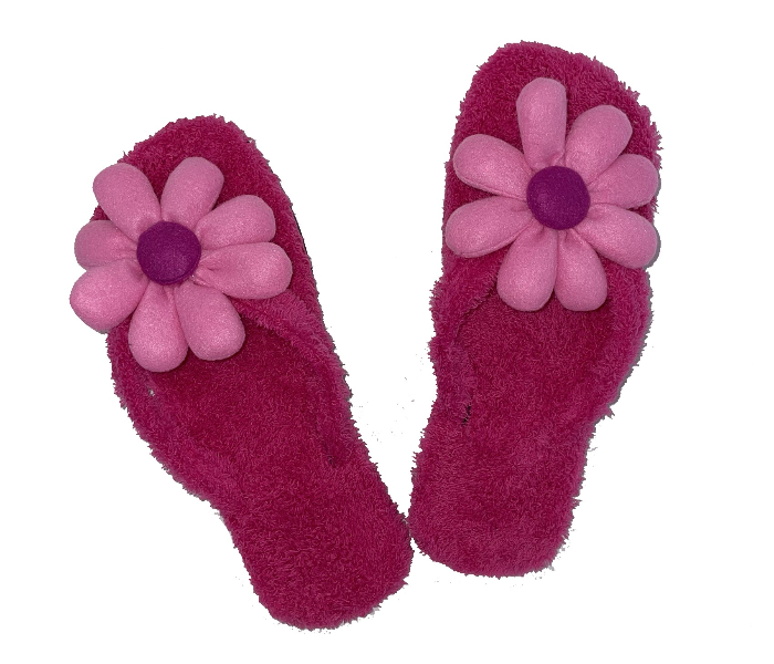 Casual LFV52 US 07 Flower Design Daily Wear Soft Flat Home Slippers for Women - Dark Pink - Zoom Image