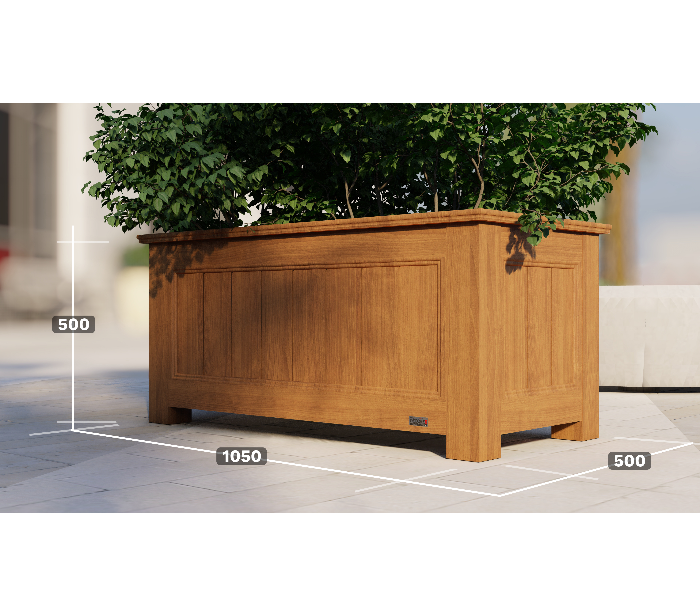 Gulf Decorex Woodpecker Rectangle Wood Textured GRP planter - Brown - Zoom Image 2