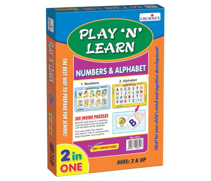 JMsouq Creative Educational CE00341 Play N Learn 2 in 1 Uppercase Alphabet and Numbers Educational Game for Kids - Zoom Image