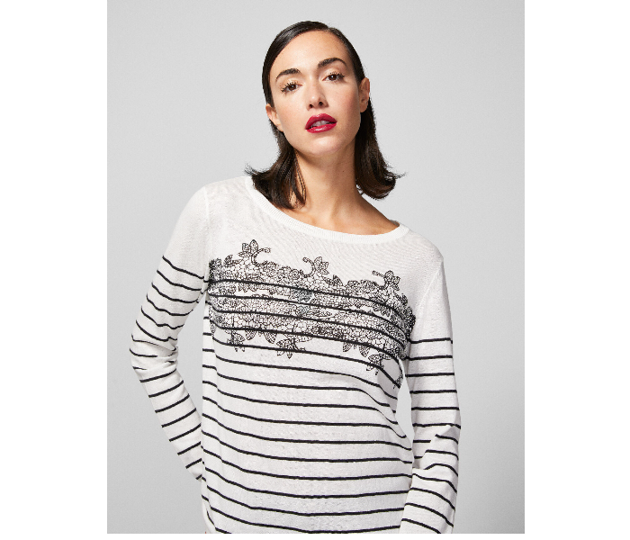 Springfield 133483297 Medium Long Sleeve Knitwear for Women - White - Zoom Image 4