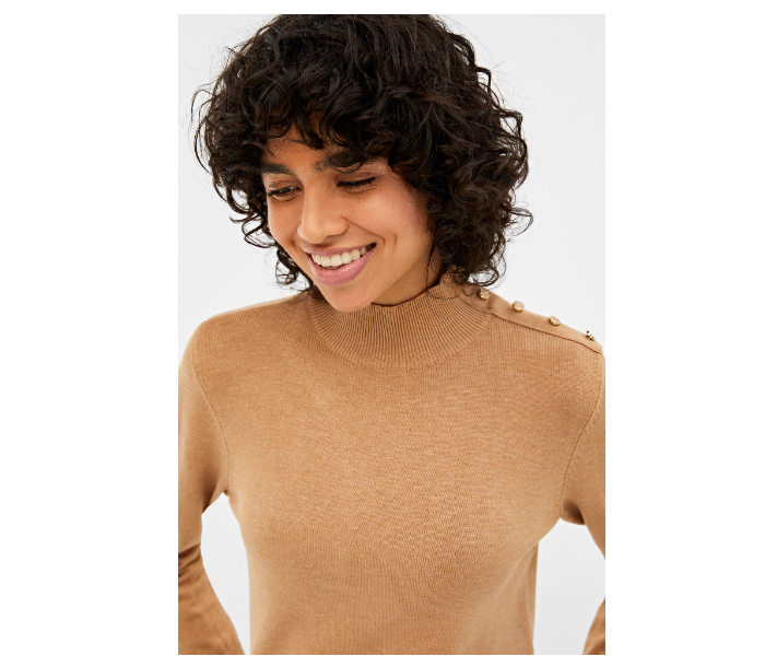 Springfield 133693255 Medium Long Sleeve Knitwear for Women - Camel - Zoom Image 2