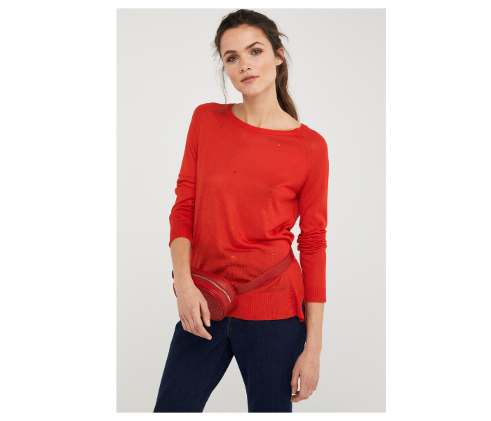 Springfield 133550264 Small Long Sleeve Knitwear For Women - Orange - Zoom Image 2