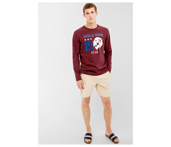 Springfield 022662969 XL Long Sleeve T-Shirt for Men - Maroon - Zoom Image 1