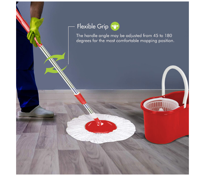 Easy 360 Degree Spinning Mop Bucket Set With 1 Free Mop Head - Red - Zoom Image 2