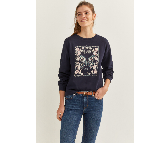 Springfield 108954415 XS Sweat Shirt For Women - Dark Blue - Zoom Image 1