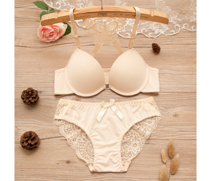 Beautiful Butterfly Embroidered Bridal Wired Lingerie EU 38 - Beige - Zoom Image