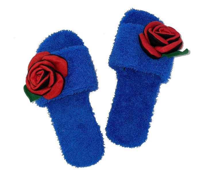 Casual LFO37 US 06 Flower Design Daily Wear Soft Flat Home Slippers for Women - Blue - Zoom Image