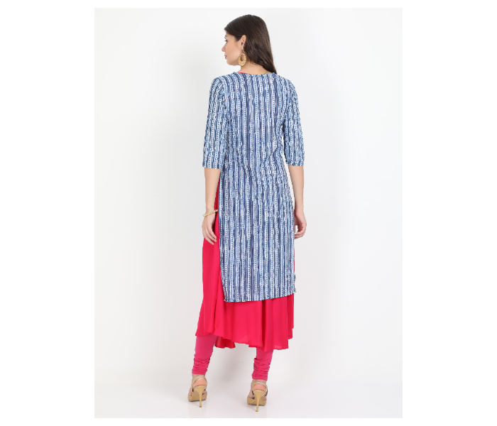 Kaia SK01DK0019BLP009 Small Long Kurta with Detachable Top for Women - Blue - Zoom Image 3