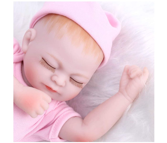 10 Inch Vinyl Reborn Baby Doll with Lovely Pink Outfit - Zoom Image 4