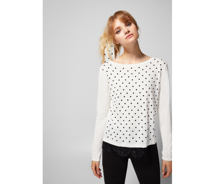 Springfield 133487597 Small Long Sleeve Knitwear for Women - White - Zoom Image 2