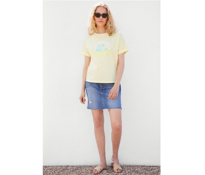 Springfield 138621203 XS Short Sleeve Fancy T-Shirt for Women - Yellow - Zoom Image 1