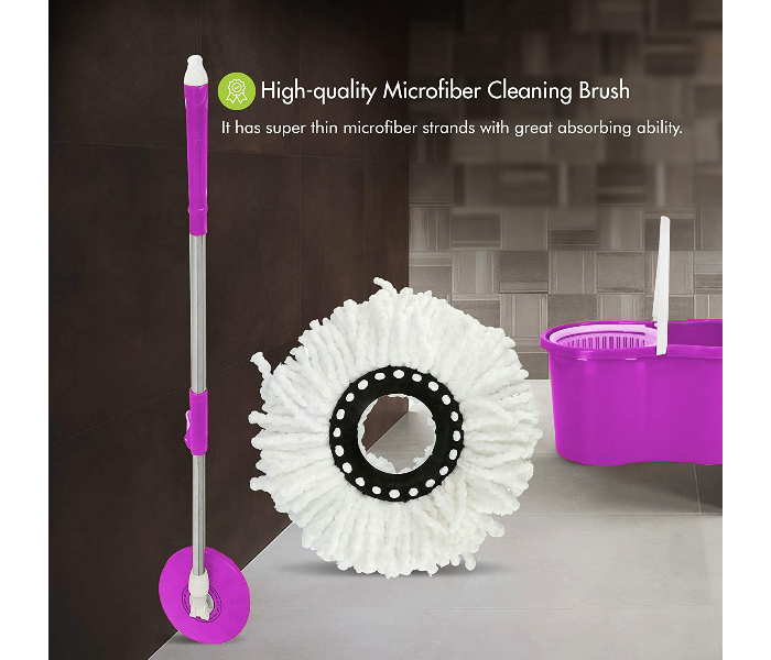 Easy 360 Degree Spinning Mop Bucket Set With 1 Free Mop Head - Purple - Zoom Image 2