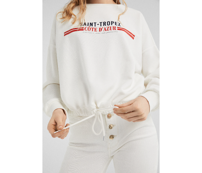 Springfield 108692898 Medium Sweat Shirt for Women - White - Zoom Image 2