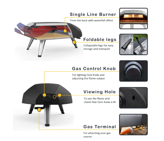 Ooni UU-P07000 Koda 12 inch Gas Powered Outdoor Portable Pizza Oven - Black - Zoom Image 6