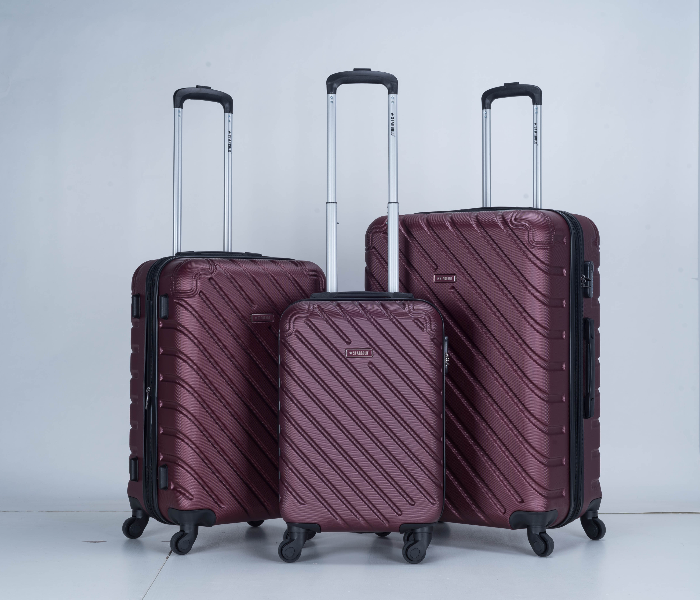 Star Gold SG-T84A Set of 3 High Quality ABS Trolley Bags - Burgundy - Zoom Image