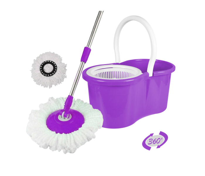 Easy 360 Degree Spinning Mop Bucket Set With 1 Free Mop Head - Purple - Zoom Image 1