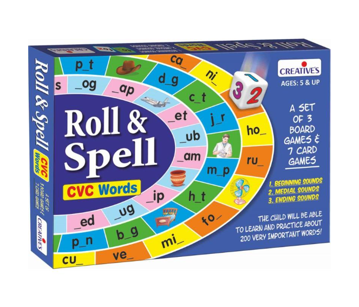 JMsouq Creative Educational CE00218 Roll and Spell CVC Words Educational Game for Kids - Zoom Image 1