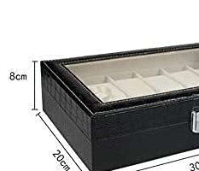 12 Slot PU Leather Watch Display Storage Box - Black - Zoom Image 3