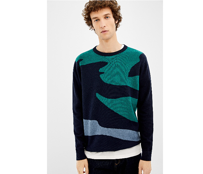 Springfield 140663911 Large Knitted Jumper for Men - Dark Blue - Zoom Image 3