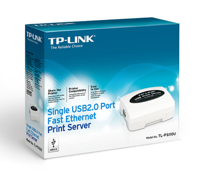 TP-Link Single USB2.0 Port Fast Ethernet Print Server TL-PS110U - White - Zoom Image 2