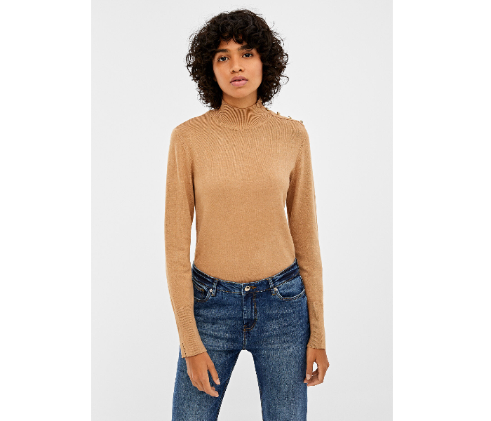 Springfield 133693255 Medium Long Sleeve Knitwear for Women - Camel - Zoom Image 4