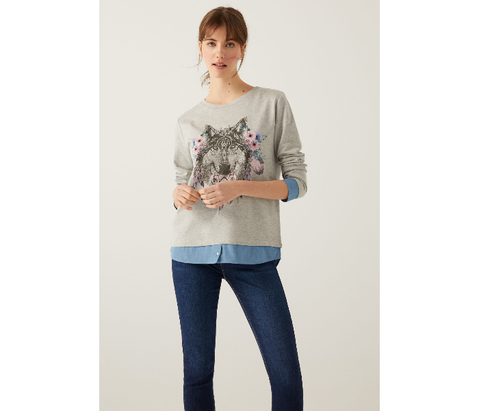 Springfield 108961743 Small Sweat Shirt For Women - Grey - Zoom Image 1