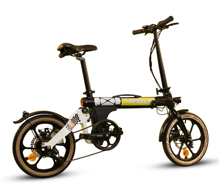 E-Motorad Trible 250W Lightweight Tri-Folding eBike - Black and Yellow - Zoom Image 3