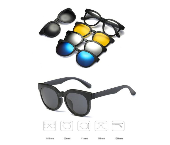 5 In 1 Magic Vision MGG-551 Stylish Sunglasses Quick change Magnet Lenses 5 Different Colors Both For Men and Women - Zoom Image 2